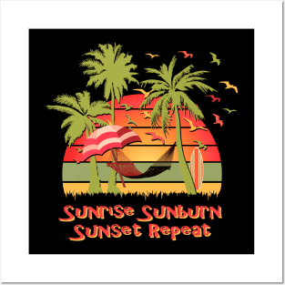 Sunrise Sunburn Sunset Repeat Posters and Art